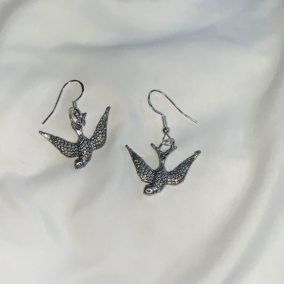 Birds earrings sterling silver hooks Artisan - Picture 5 of 9